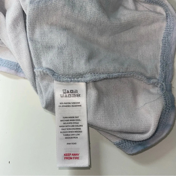 Rachel Zoe Light Blue & White Tie-dye Round Hem Long Sleeve Tee Xsmall Women’s - Picture 9 of 10